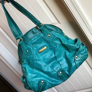Isabella Fiore Teal Leather Purse Handbag